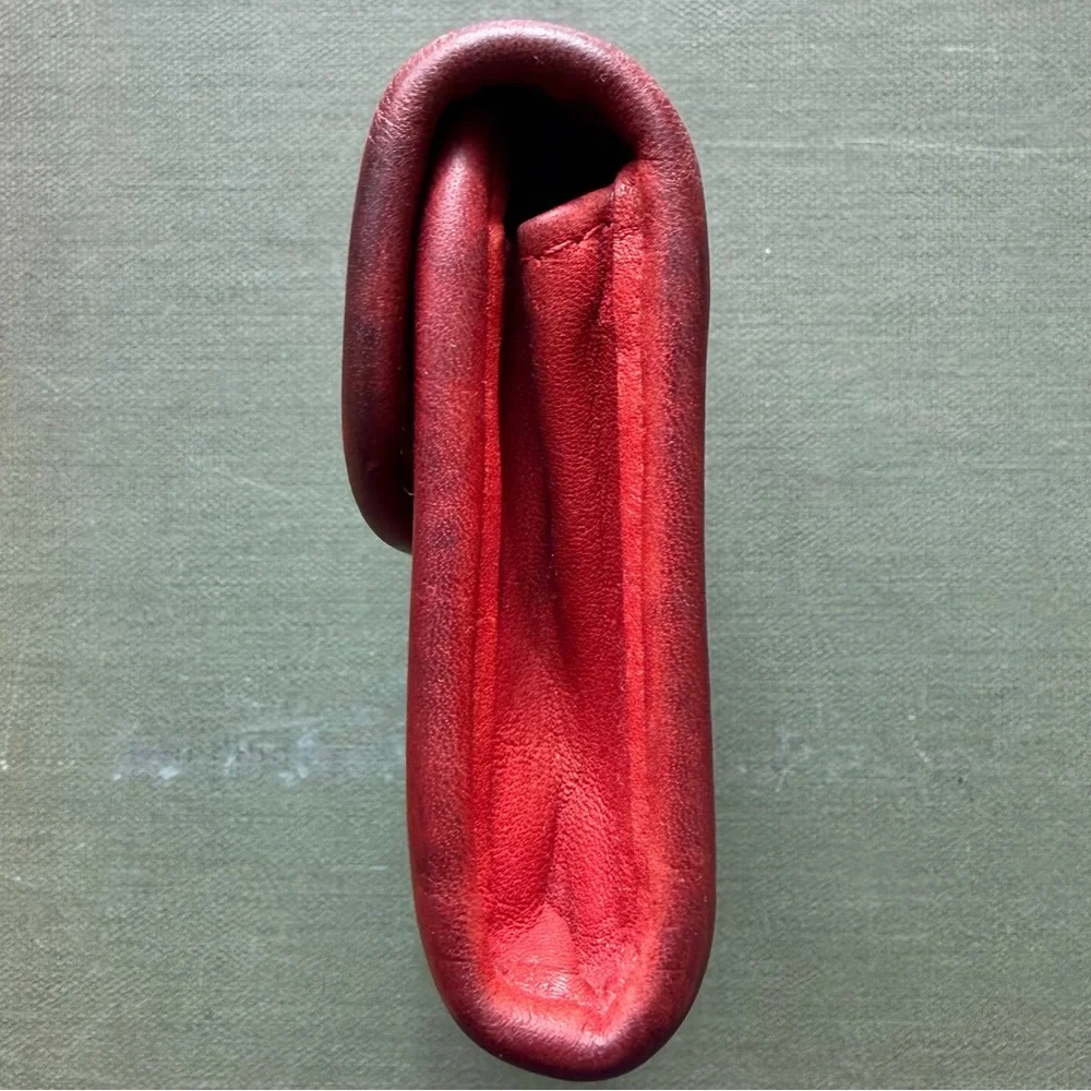 COACH Multifunction Purse #7219 Red Leather Vintage 1990s Minimalist Coin Wallet - Picture 6 of 16